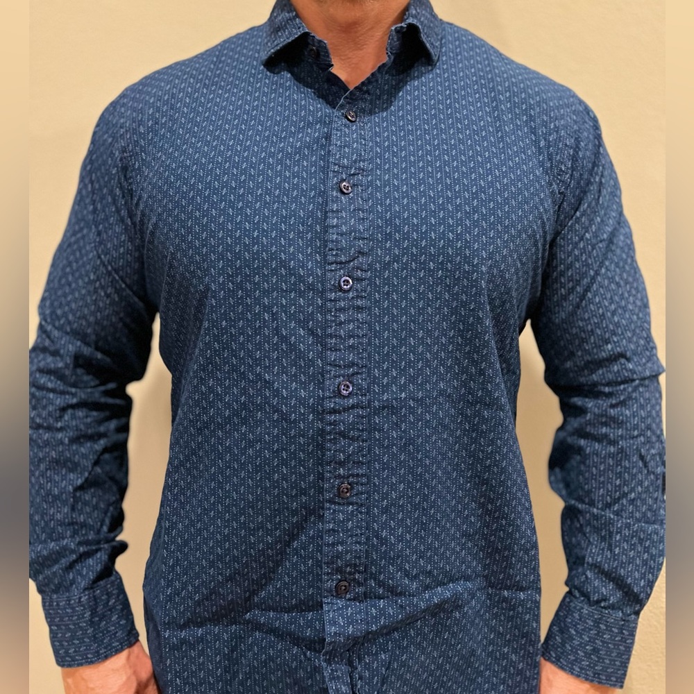 POLO Ralph Lauren • Button-down shirt • XXL Slim-fit • Navy w/ lt blue pattern